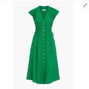NWT Iris & Ink Green Shirred Woven Midi Dress $255 MSRP